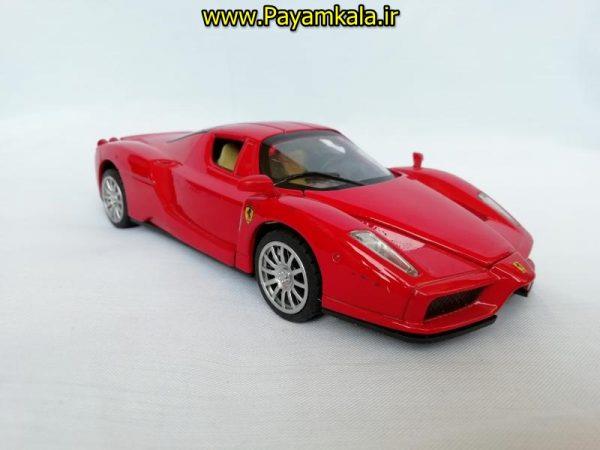 (موزیکال-چراغدار) ماشین فلزی عقب کش اسباب بازی فراری (FERRARI BY MZ) قرمز